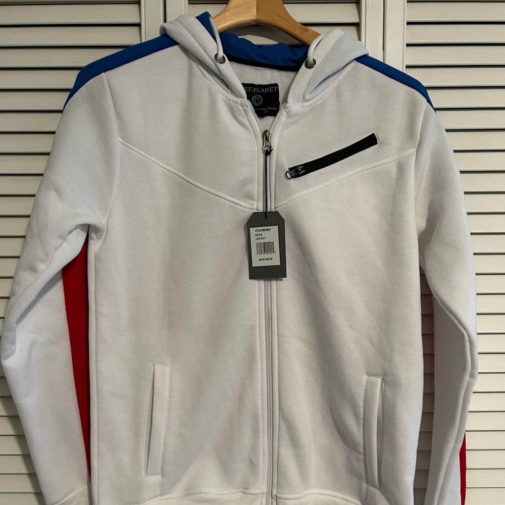 NEW Free Planet Full Zip Men’s White Jacket NWT Medium